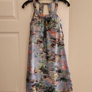 PrAna Pale Blue Print Halter Dress Dress w/built-in Bra w/removable Pads